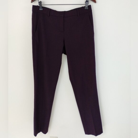 Theory Womens Trousers Size 8 Bordeaux Pants Tapered Leg Wool Blend USA - Picture 1 of 11